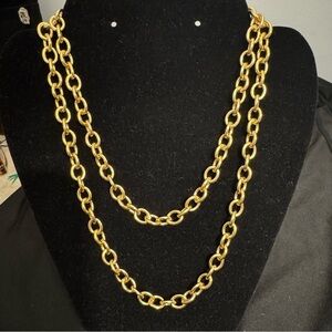 Italian Milor Gold Tone Long Chain Necklace 35”